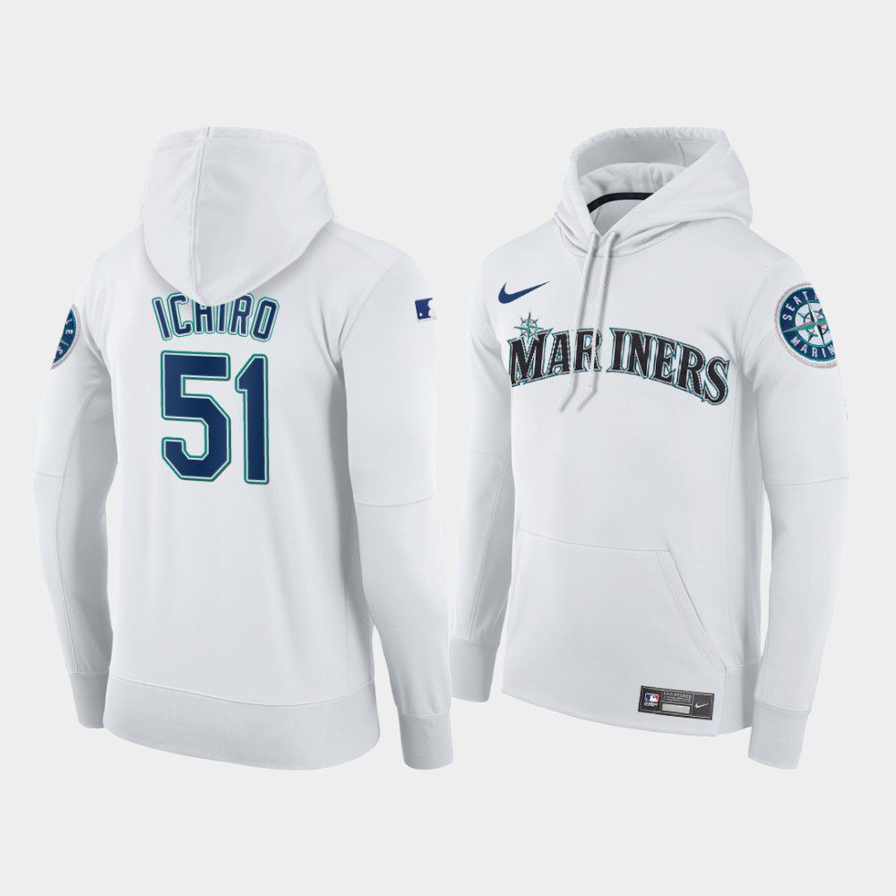 Men Seattle Mariners #51 Ichiro white home hoodie 2021 MLB Nike Jerseys
